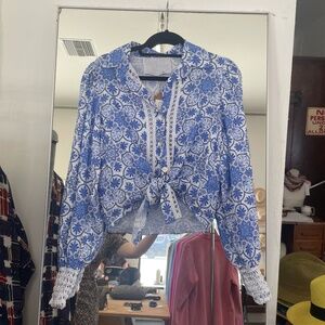 Temptation Positano Nocella Button Up in Summer Blue